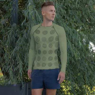 Men’s Mandala Collection Rash Guard in Finch Green