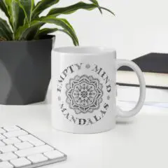 Empty Mind Mandalas Logo white mug