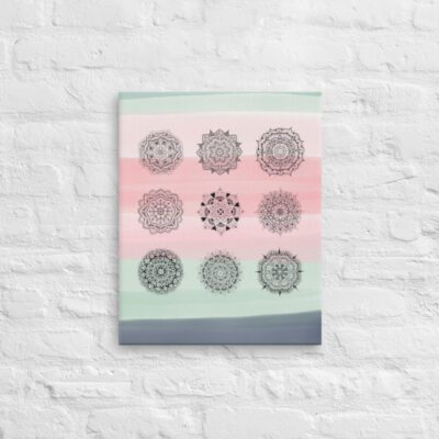 Mandala Collection with watercolor background print on canvas