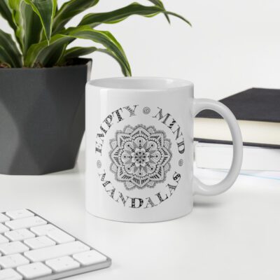 Empty Mind Mandalas Logo white mug